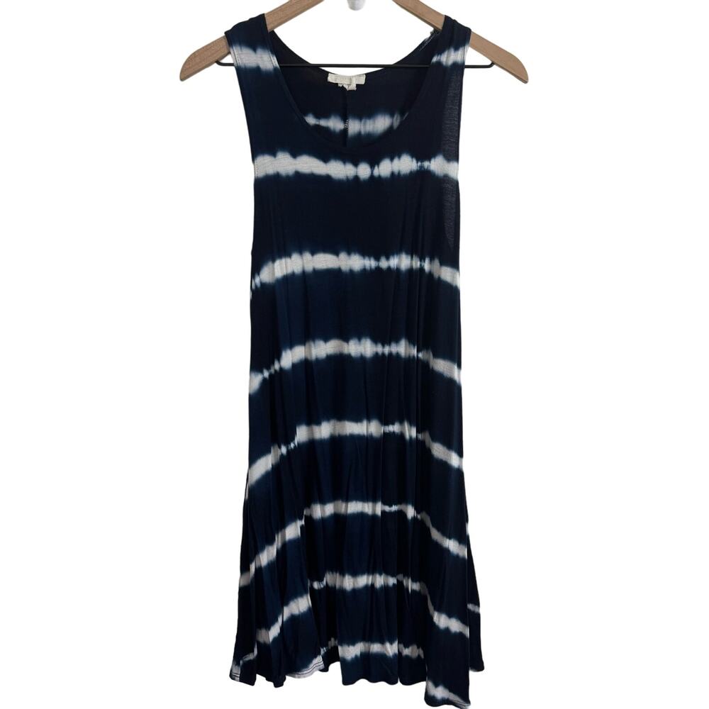 Poetry Navy Blue & White Tie Dye Striped Tank Dress